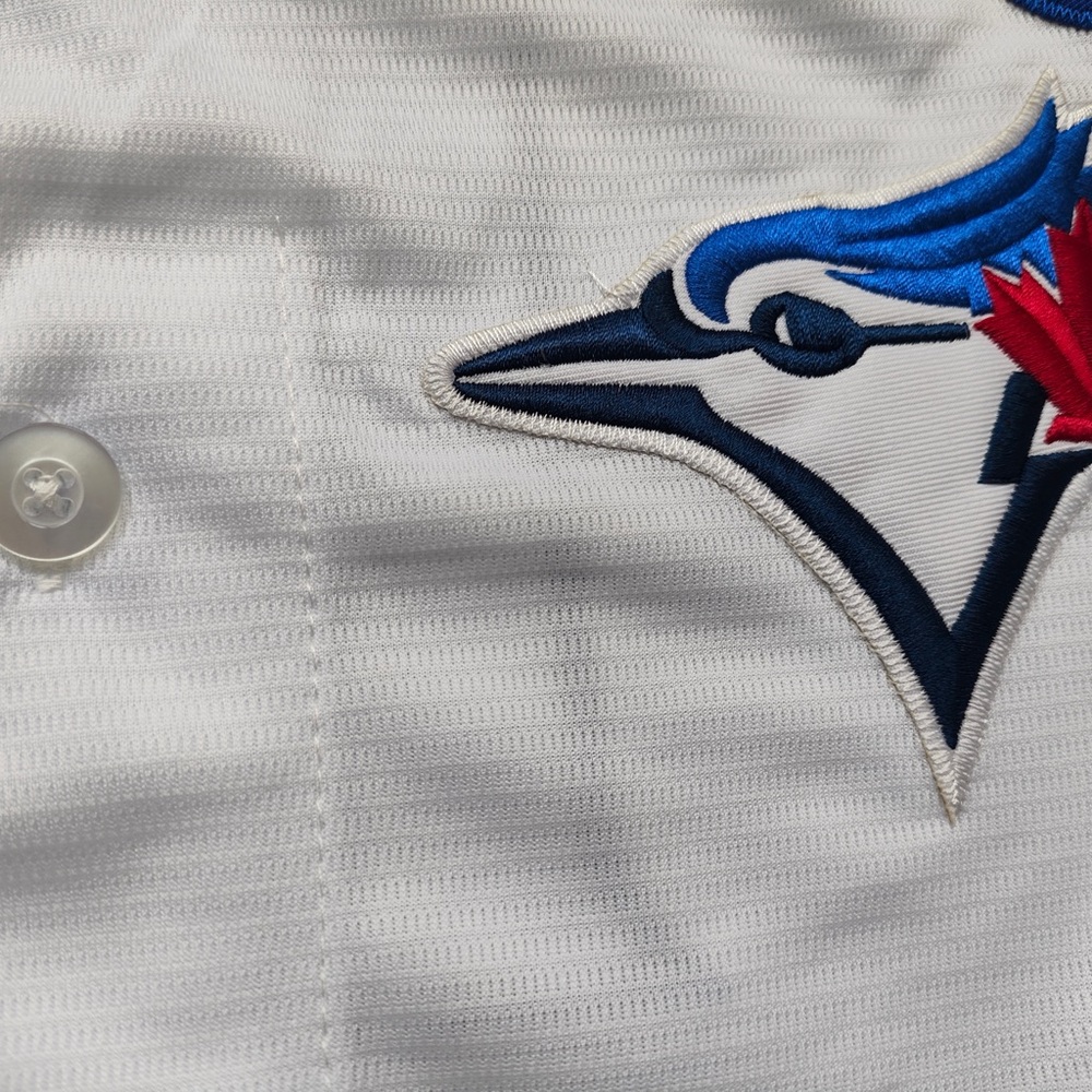 MLB Toronto Blue Jays White and Royal Blue Nike Button-Up Jersey - Picture 4 of 5